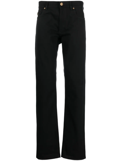 Versace Skinny Stretch Five-pocket Jeans In Black