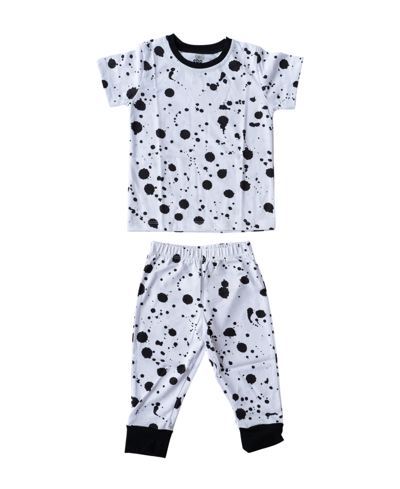 Earth Baby Outfitters Baby Boys Printed Short Sleeved Pajamas, 2 Piece Set In White