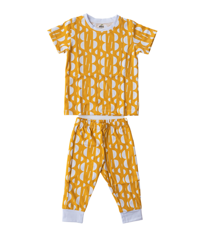 Earth Baby Outfitters Baby Boys Or Baby Girls Printed Short Sleeved Pajamas, 2 Piece Set In Yellow