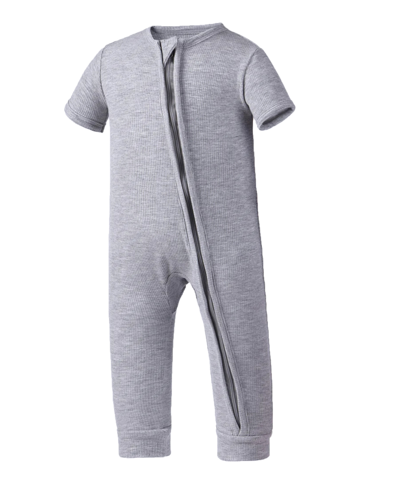Earth Baby Outfitters Baby Boys Rayon From Bamboo Ribbed Zip Front Romper In Gray