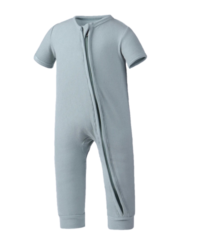 Earth Baby Outfitters Baby Boys Rayon From Bamboo Ribbed Zip Front Romper In Sage