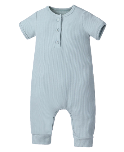 Earth Baby Outfitters Baby Boys Rayon From Bamboo Ribbed Henley Romper In Sage