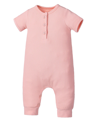 EARTH BABY OUTFITTERS BABY GIRLS RAYON FROM BAMBOO RIBBED HENLEY ROMPER