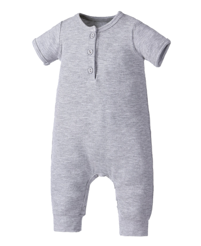 Earth Baby Outfitters Baby Boys Rayon From Bamboo Ribbed Henley Romper In Gray