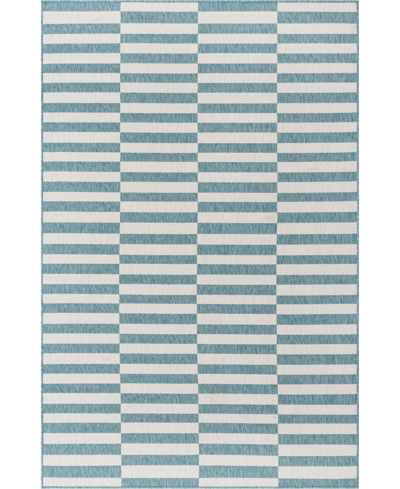 Bayshore Home Outdoor Banded Striped 5' X 8' Area Rug In Blue