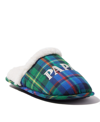 Dearfoams Men's Papa Bear Plaid Scuff Slippers In Navy Plaid