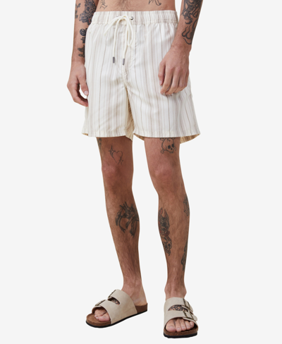 Cotton On Men's Kahuna Drawstring Shorts In Natural Tan Stripe