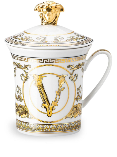 Versace Virtus Gala Porcelain Lid Mug In Neutral