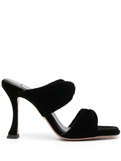 Aquazzura 95mm Twist Velvet Sandals In Black