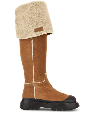 Hogan Shearling-stiefeletten In Neutrals