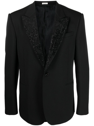 ALEXANDER MCQUEEN EMBROIDERED-LAPEL SINGLE-BREASTED BLAZER