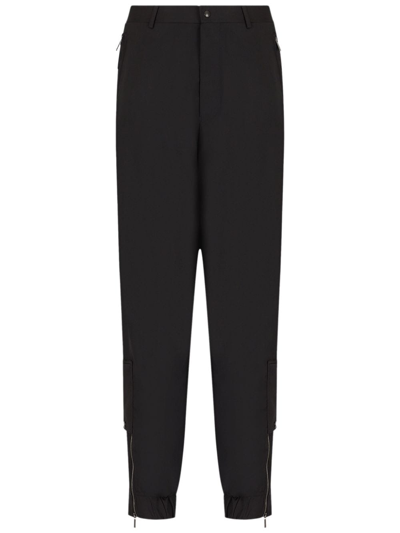 Emporio Armani Ankle-zip Slim-cut Wool Trousers In Black