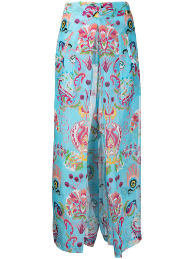 Etro Floral-print Beach Trousers In Blue
