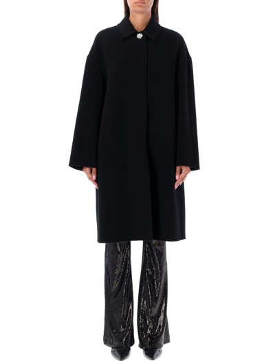 Philosophy Di Lorenzo Serafini Double Wool Coat With Jewel Button In Black