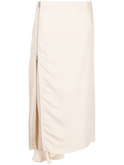 JIL SANDER OFF-CENTRE ZIP-FASTENING MIDI SKIRT