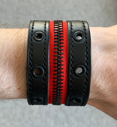 Pre-owned Number N Ine Ss05 Number (n)ine Leather Zip Bracelet In