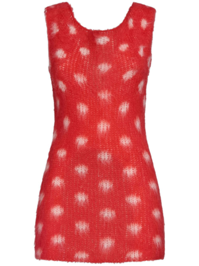 Marni Polka-top Patterned Knitted Top In Red