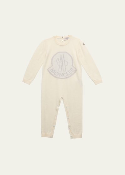 Moncler Kid's Bell Printed Wool Coverall In White