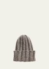 Inverni Men's Chunky Rib-knit Cashmere Beanie Hat In 6622 Grey