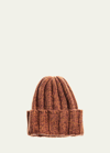 Inverni Men's Chunky Rib-knit Cashmere Beanie Hat In 3651 Bluegreen