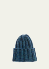 Inverni Men's Chunky Rib-knit Cashmere Beanie Hat In 1616 Blue/green