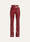 Puppets And Puppets Red And Black Cutout Faux-leather Trousers In Blood Red