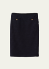 MIU MIU TWEED GROSGRAIN-TRIM SKIRT