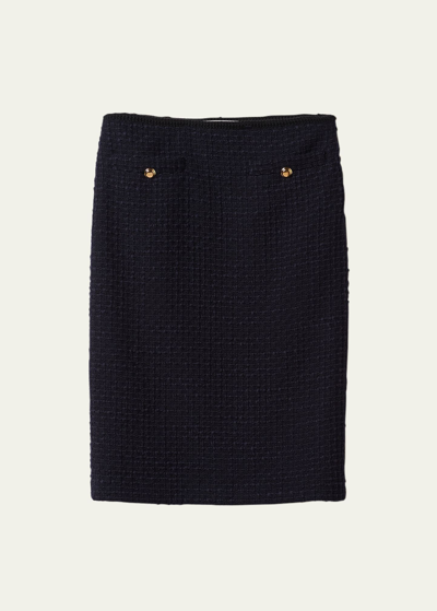 Miu Miu Tweed Grosgrain-trim Skirt In F0008 Bleu