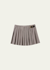 Miu Miu Logo-emboidered Pleated Gingham Check Mini Skirt In Bordeaux
