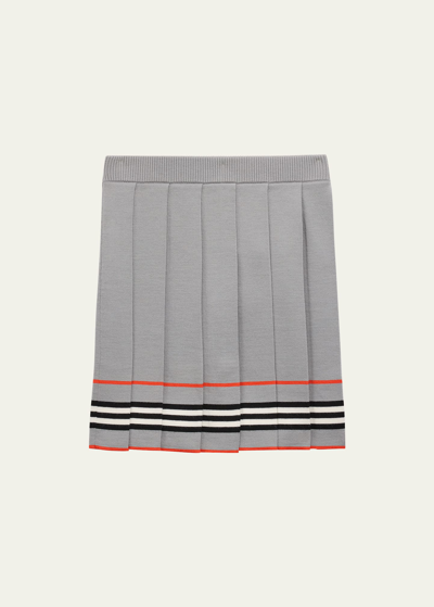 Burberry Kids' Girl's Amelia Striped Knit Mini Skirt In Coolchrcoalgry Ip