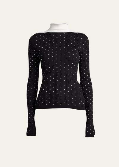 Marni Polka Dot Mock-neck Sweater In Black  