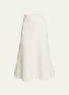 Chloé Alpaca Boucle Flared Midi Skirt In Eden White
