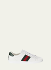 Gucci Men's New Ace Leather Low-top Sneakers In White
