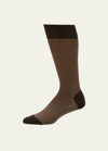 Pantherella Mid-calf Birdseye Ankle Socks, Black In Dark Brown