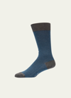 Pantherella Mid-calf Birdseye Ankle Socks, Black In Mid Grey Mix