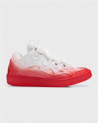 Lanvin Men's Exclusive Curb Low-top Sneakers In Redwhite