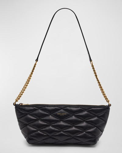 Saint Laurent Zip Quilted Leather Shoulder Bag In 1000 Nero