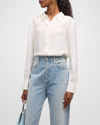 Frame Denim The Standard Silk-blend Shirt In White