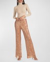 Sachin & Babi Bri High-rise Straight-leg Sequin Pants In Honey