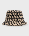 Valentino Vlogo Signature Toile Iconographe Bucket Hat In Naturale Nero