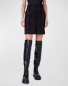Akris Double-weave Two-tone Check Wool Skirt In Black-mocca