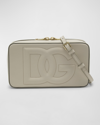 Dolce & Gabbana Dg Logo Zip Leather Clutch Bag In 80004 Ivory