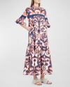 La Doublej Artemis Floral Patterned Maxi Shirtdress In Vava