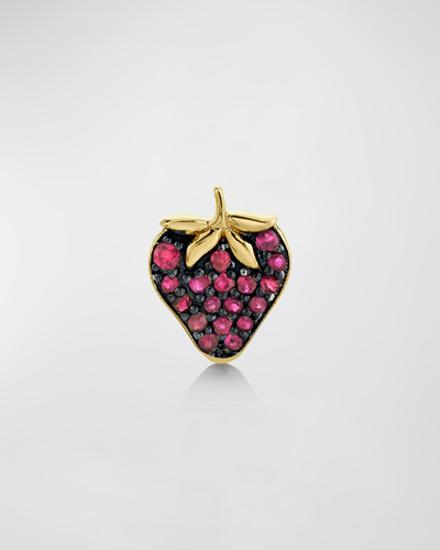 Sydney Evan 14k Gold, Black Gold And Ruby Strawberry Stud In Multi