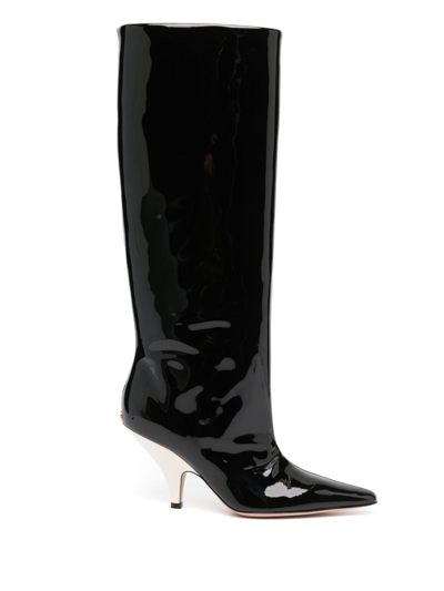 Bally Katy 85 Leather Boots - Women's - Calf Leather/patent Calf Leather In Black