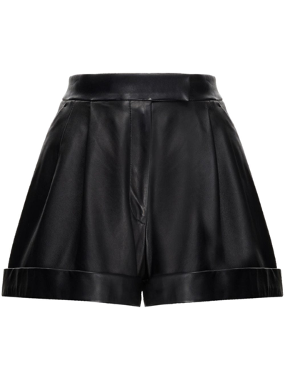 Alexander Mcqueen Leather Mini Shorts In Black