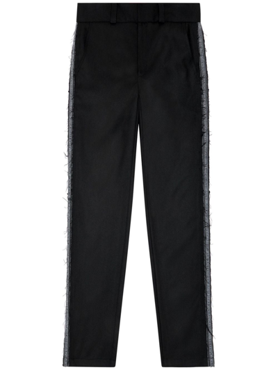 Diesel Straight-leg Fringed Trousers In Black