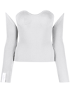 Rokh Ribbed-knit Bustier-style Top In Grey