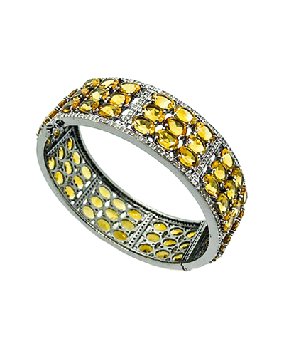 Arthur Marder Fine Jewelry Dnu Discontinued  Silver 4.00 Ct. Tw. Diamond & Citrine Bracelet