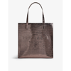 Ted Baker Croccon Faux-leather Shopper Tote Bag In Gunmetal